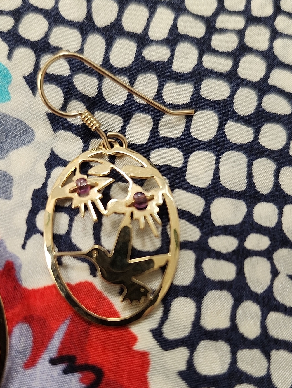 Wild Bryde Vintage 14k Gold Plated Hummingbird Filigree Dangle Earrings - Picture 4 of 4
